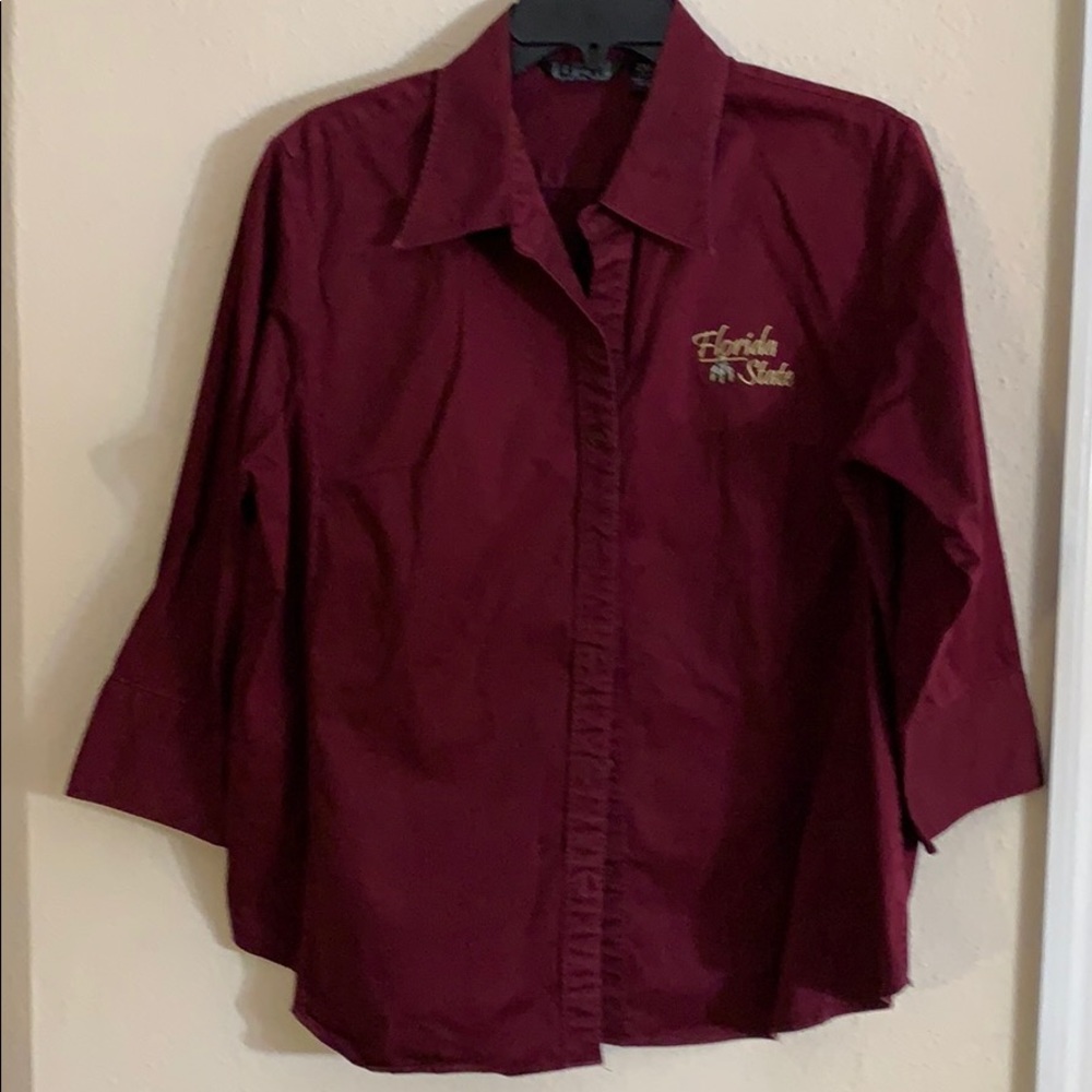FSU Garnet button down blouse